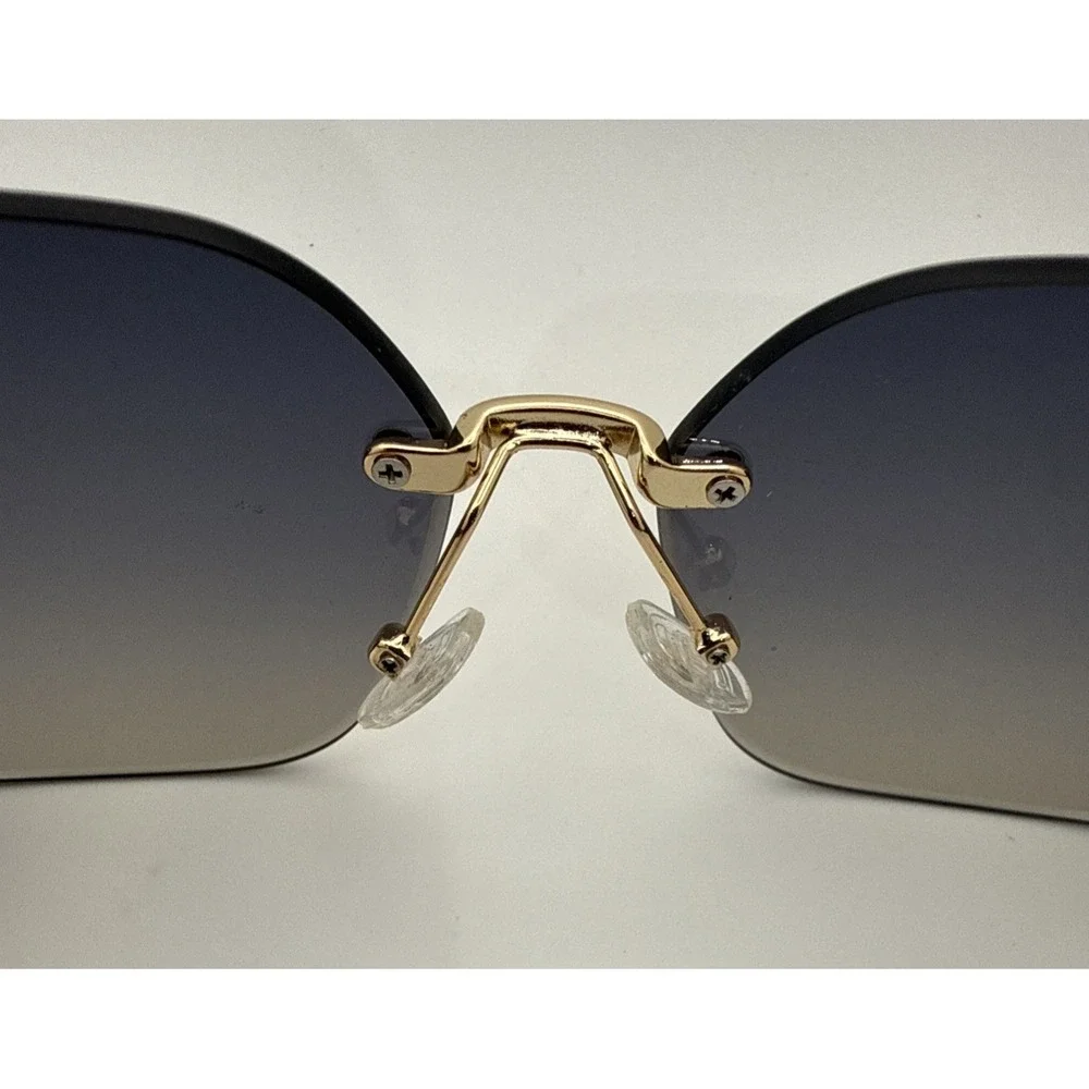 Miu Miu Aube Authentic Womens Sunglasses Black frameless Gold trim Gradient Lens